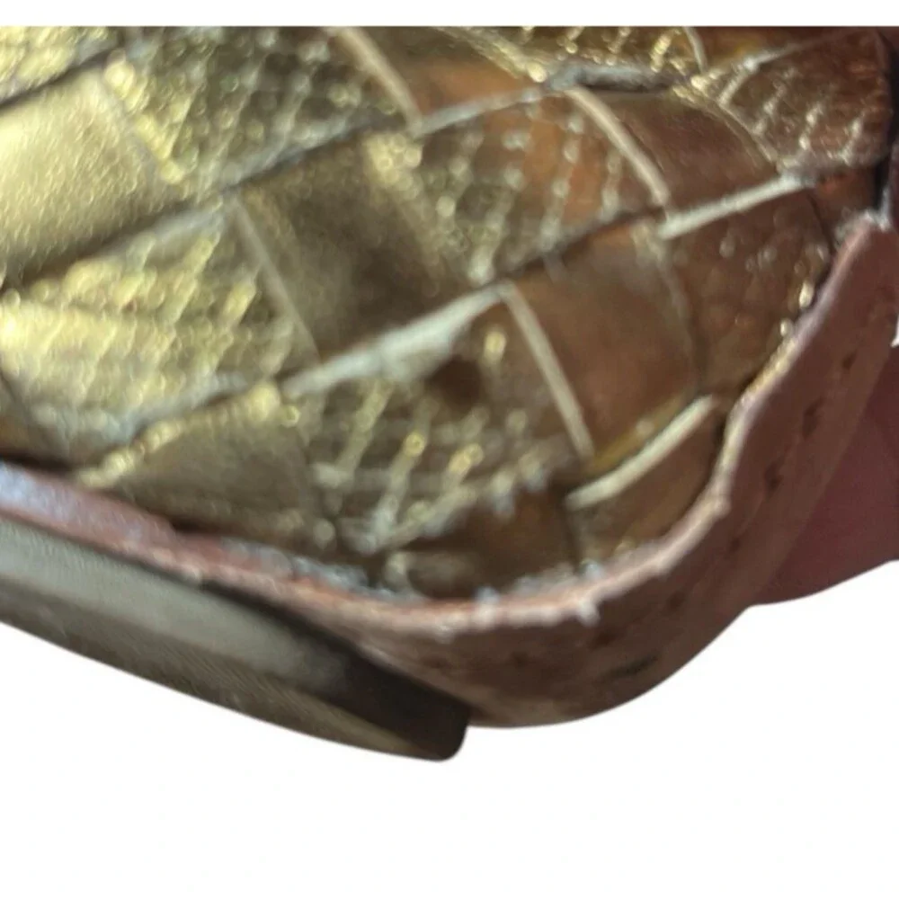 Tory Burch Prescot Womens Ballet Flats Gold Woven Leather Metallic Size 8.5 M